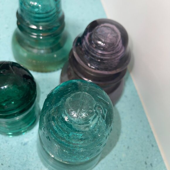 Whitall Antique Insulator Glass Collection Set of 4 Decor - Picture 6 of 16